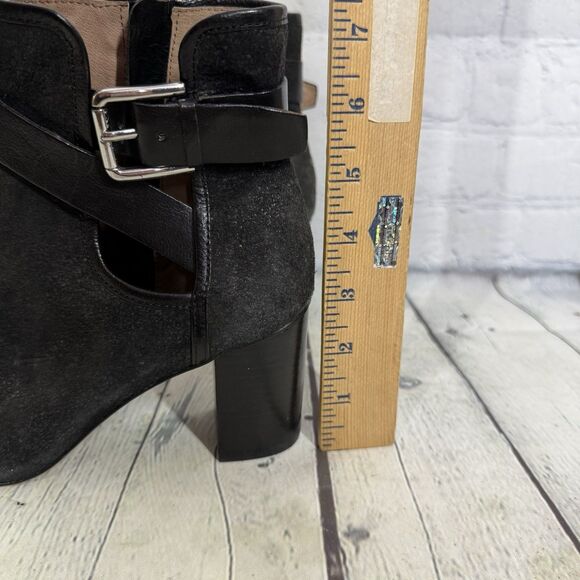Donald Pliner Ankle Peep Booties Sandals Leather Suede Size 6 Buckle Biker Punk - Picture 7 of 11